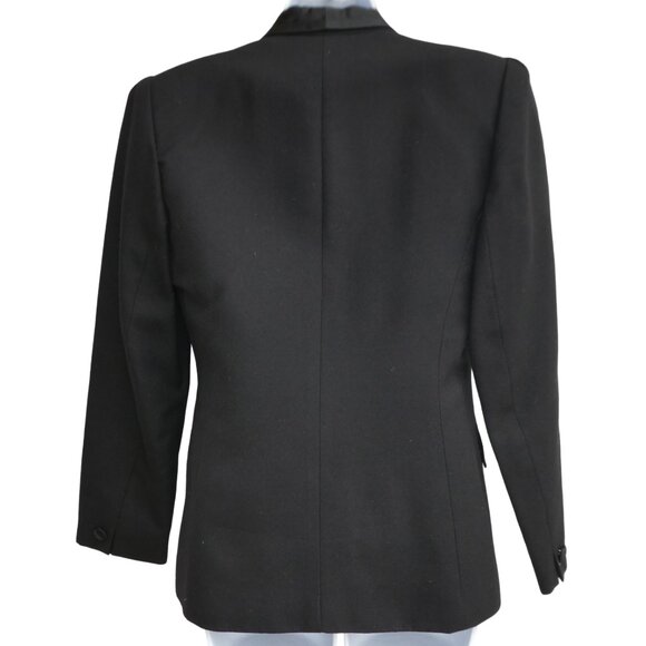 Vintage Tuxedo Blazer Black Suitsme Liquid Satin Lapel Flaps Buttons USA 6 Small - Picture 4 of 7